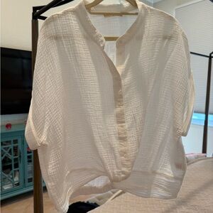 Lovestitch Cream Textured Button-Down Shirt